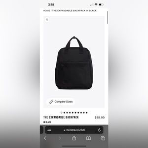 Beis expandable backpack, black